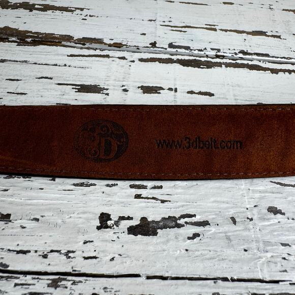3D Belt Company Brown Genuine Leather Belt Made in Dominican Republic Size 44 - Picture 4 of 16
